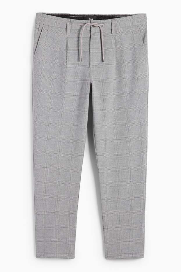 Bărbați - Chino - tapered fit - în carouri - gri deschis