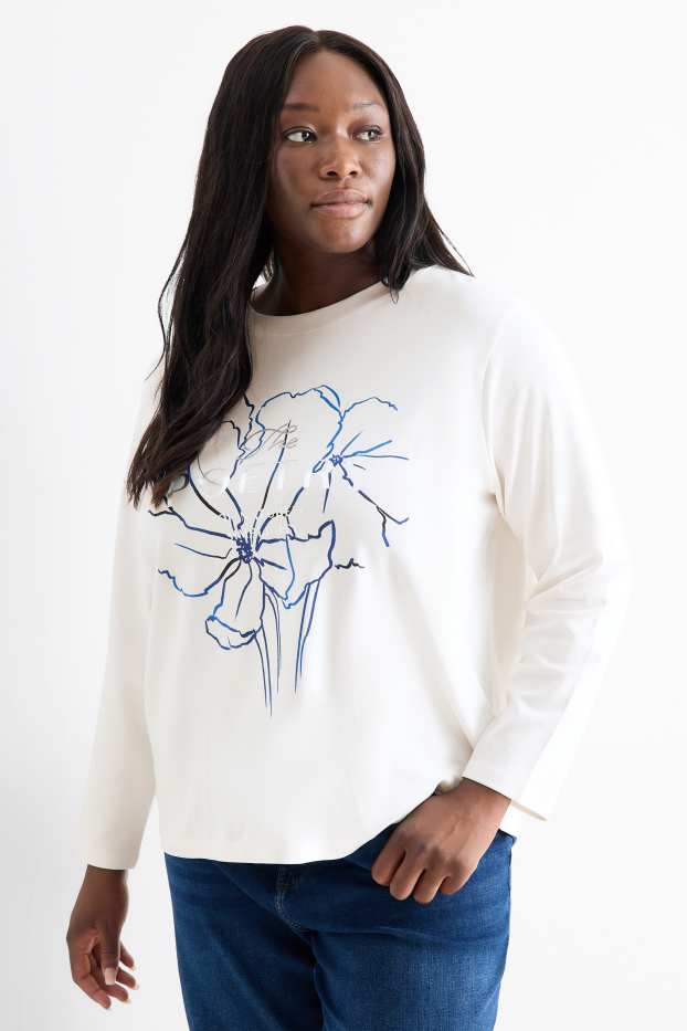 Damen - Langarmshirt - weiss