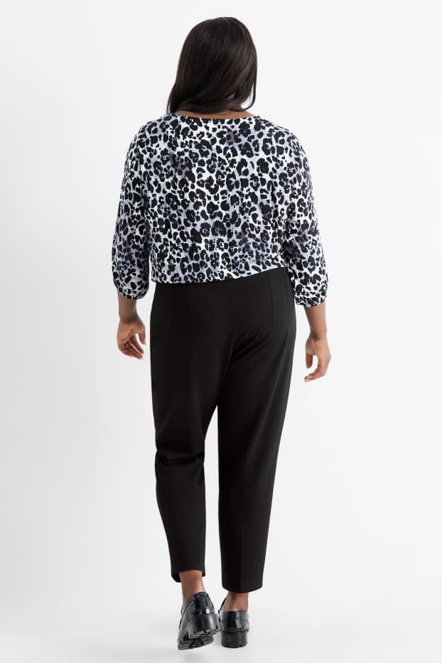 Femei - Pantaloni de stofă - talie înaltă - slim fit - negru