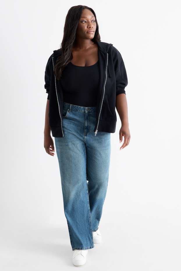 Femei - Wide leg jeans - talie înaltă - denim-albastru
