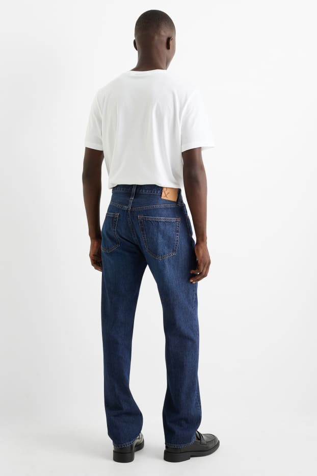 Bărbați - Regular jeans cu fentă cu nasturi - denim-albastru