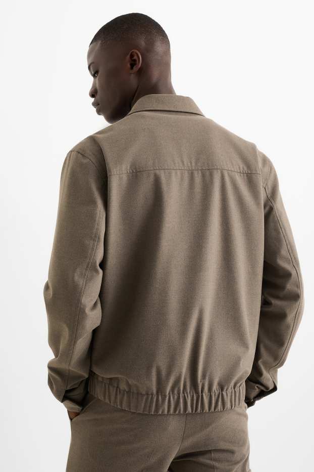 Bărbați - Jachetă tip cămașă modulară din flanel - regular fit - stretch - taupe