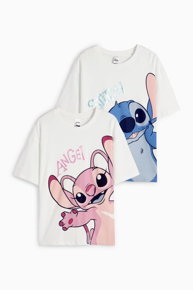 Copii - Fete - Multipack 2 buc. - Lilo & Stitch - tricou cu mânecă scurtă - alb