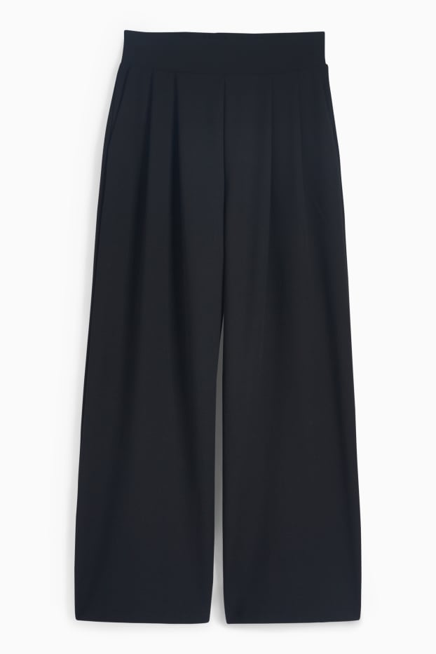 Femei - Pantaloni din jerseu - talie medie - palazzo - negru