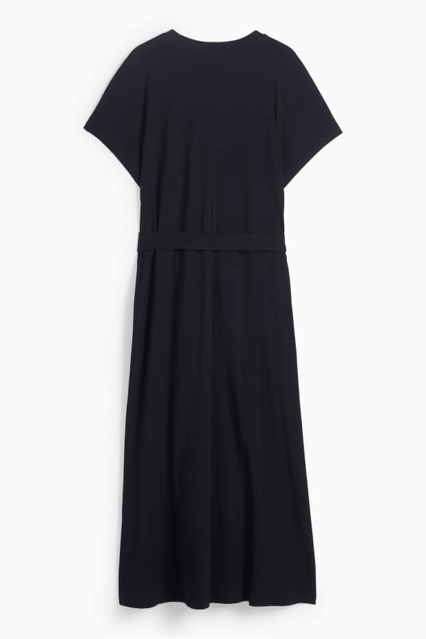 Femei - Rochie-tricou cu curea - negru
