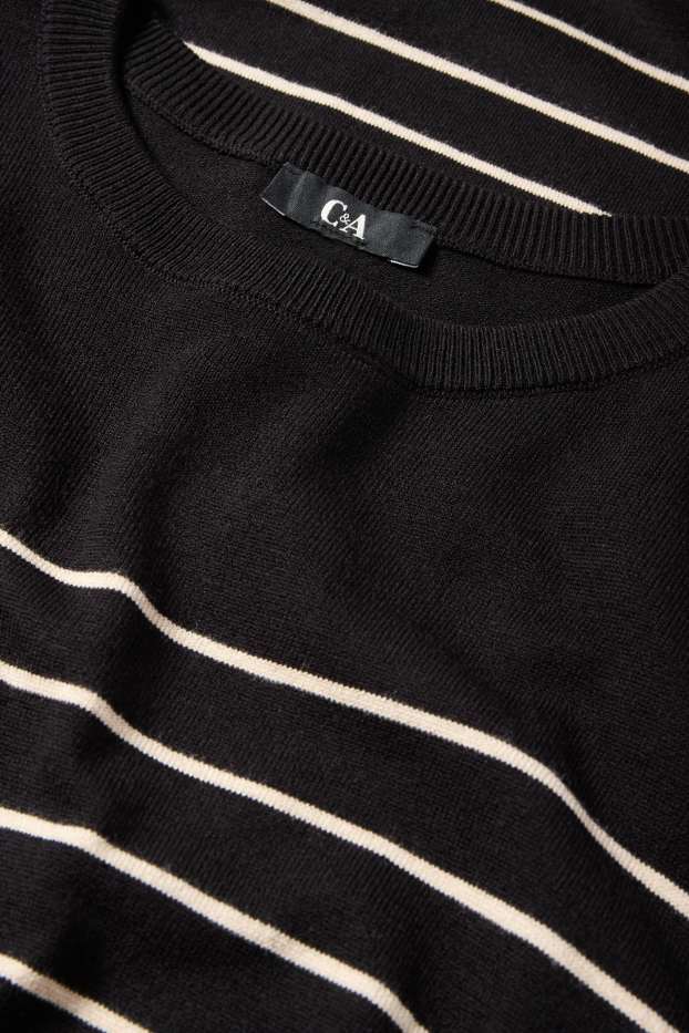Femei - Rochie din tricot - cu dungi - negru