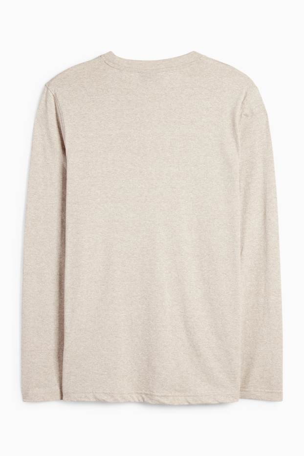 Bărbați - Tricou cu mânecă lungă - bej deschis