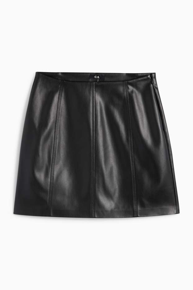 Femei - Fustă mini - imitație de piele - negru