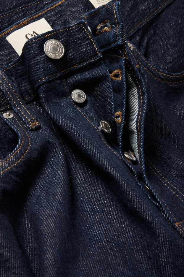 Bărbați - Regular jeans cu fentă cu nasturi - denim-albastru închis