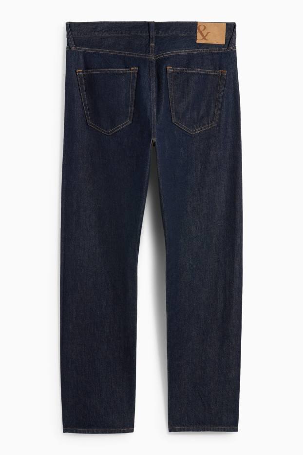 Bărbați - Regular jeans cu fentă cu nasturi - denim-albastru închis