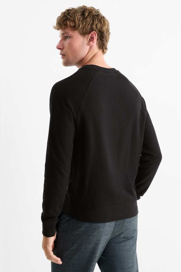 Heren - Longsleeve - met structuur - zwart