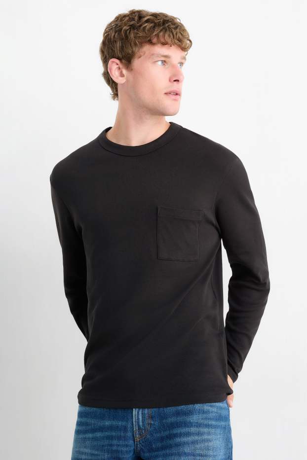 Bărbați - Tricou cu mânecă lungă - negru