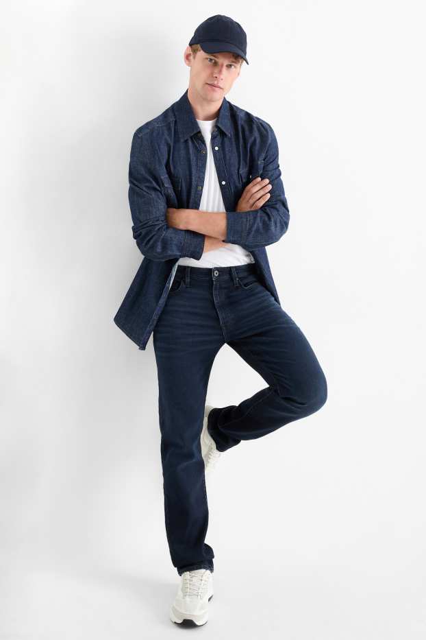 Bărbați - Straight jeans - Flex - jog denim - LYCRA® - denim-albastru închis