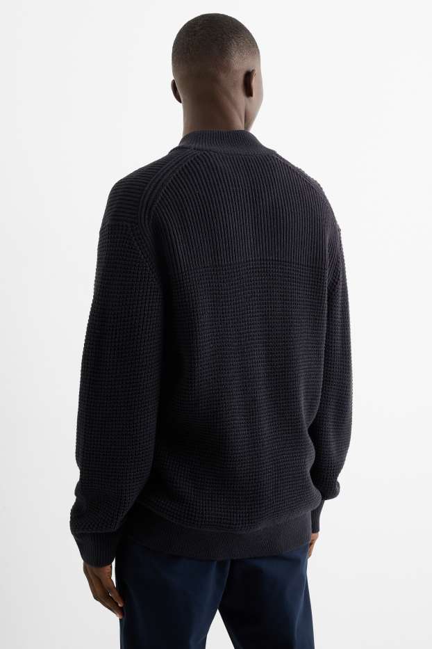 Heren - Gebreid vest - met structuur - donkerblauw