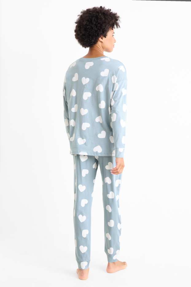 Femei - Pijama - cu model - albastru deschis