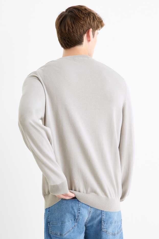 Herren - Feinstrick-Pullover - hellgrau