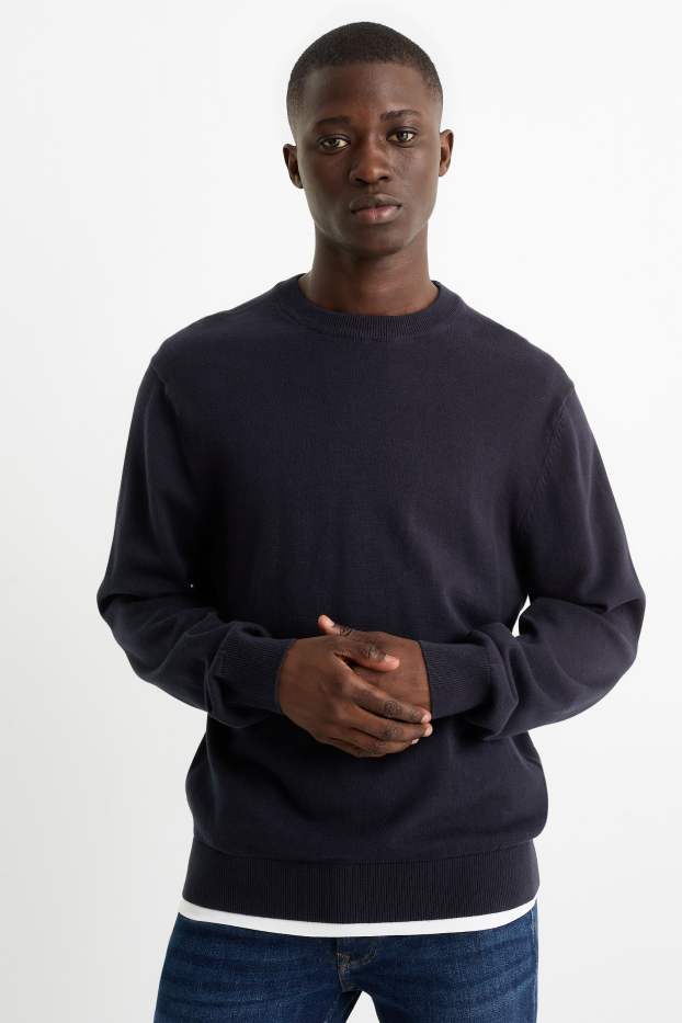 Herren - Feinstrick-Pullover - dunkelblau