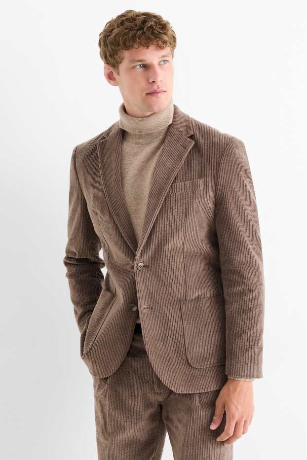 Bărbați - Sacou modular din catifea - regular fit - stretch - maro