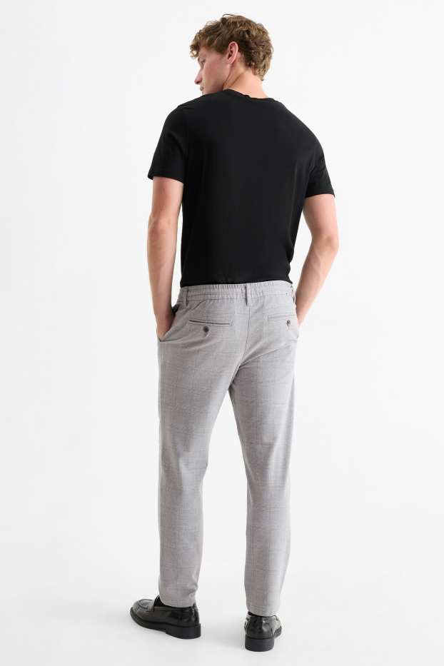 Bărbați - Chino - tapered fit - în carouri - gri deschis