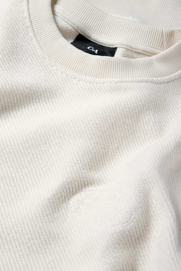 Heren - Sweatshirt - met structuur - wit