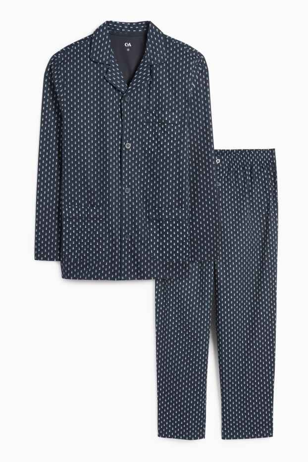 Bărbați - Pijama - print minimalist - albastru închis