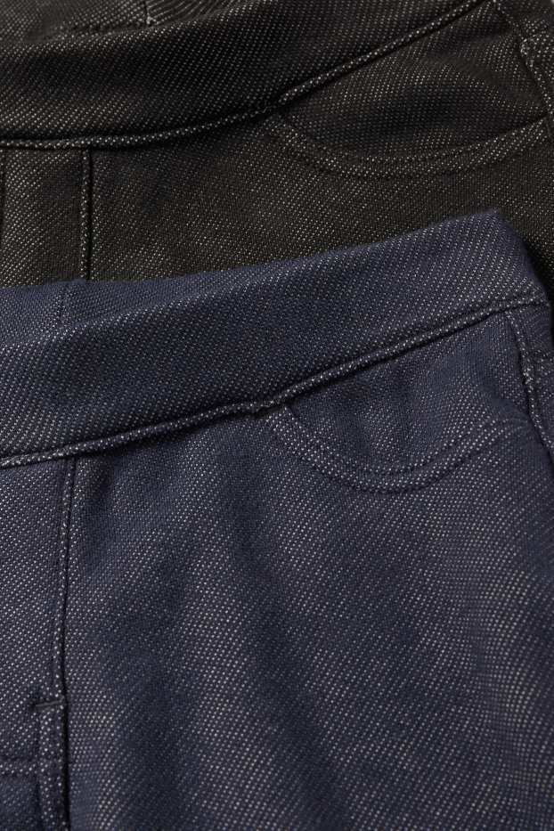 Copii - Fete - Multipack 2 perechi - colanți termoizolanți - aspect de jeans - albastru închis