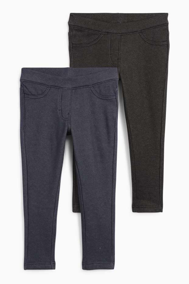 Copii - Fete - Multipack 2 perechi - colanți termoizolanți - aspect de jeans - albastru închis