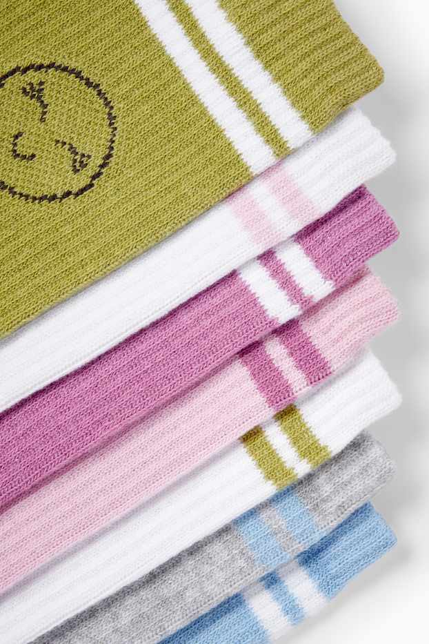 Copii - Fete - Multipack 7 perechi - Kawaii - șosete de tenis cu motive - albastru deschis
