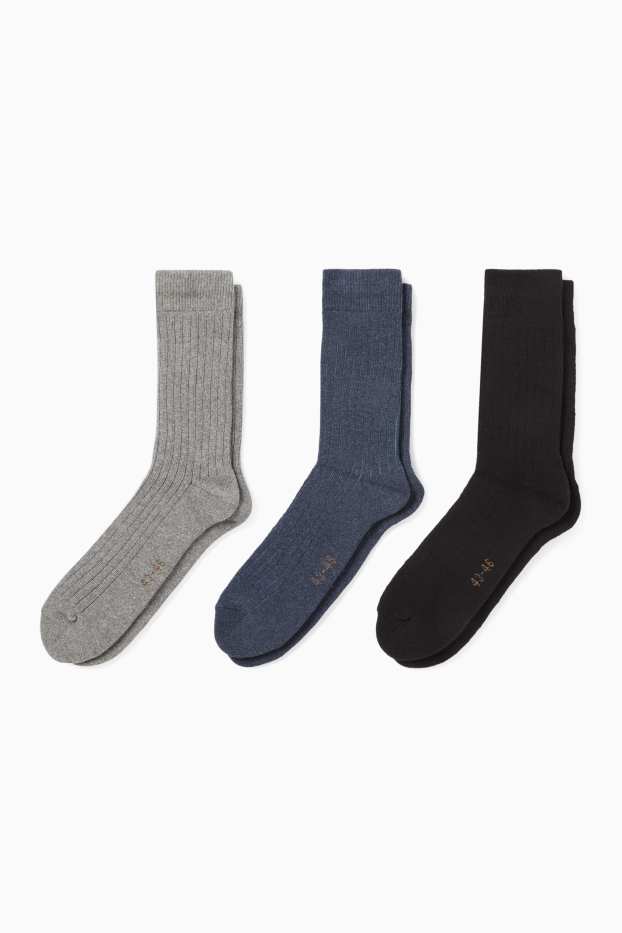 Bărbați - Multipack 3 perechi - șosete - reiate - negru