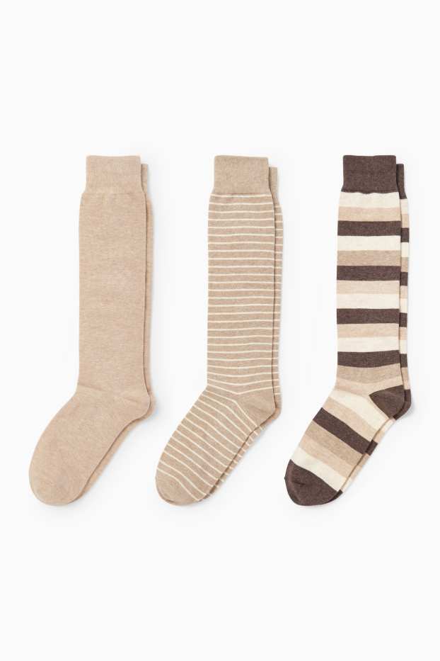 Femei - Multipack 3 perechi - șosete lungi - bej deschis