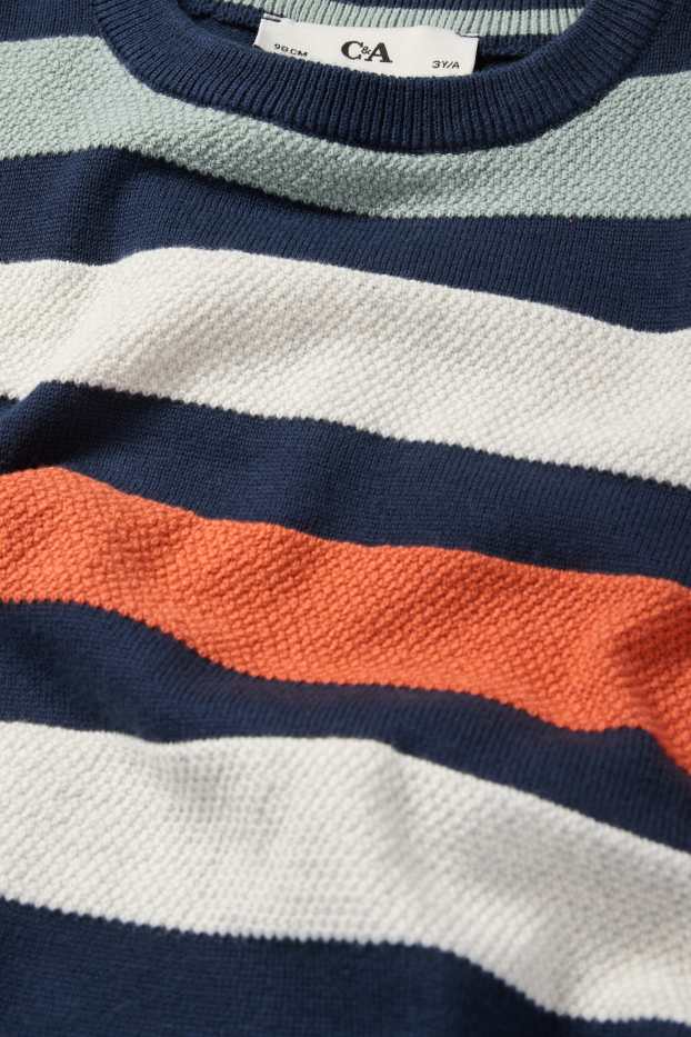 Bambini - Maglione - a righe - tessuto tramato - blu scuro