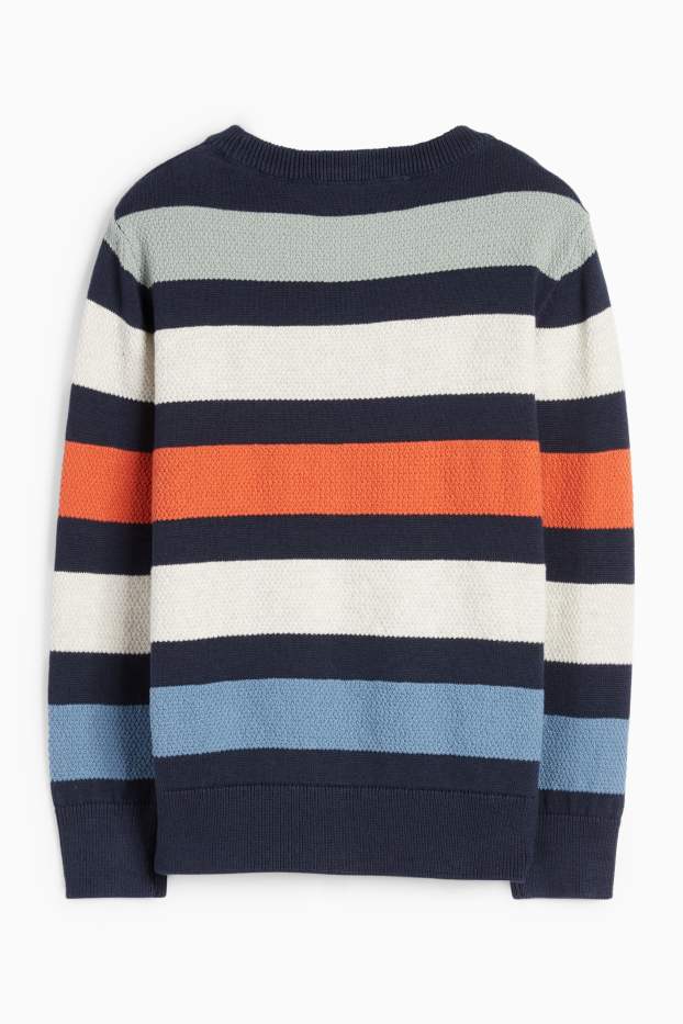Bambini - Maglione - a righe - tessuto tramato - blu scuro