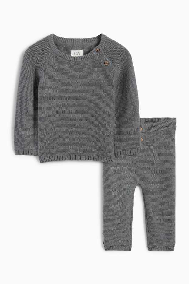 Unisex - Compleu bebeluși - reiat - 2 piese - gri închis