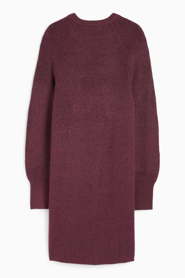 Femei - Rochie tricotată - reiată - mov