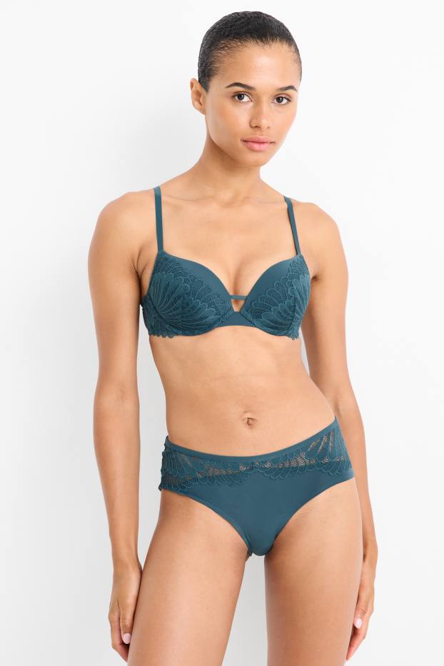 Femei - Sutien cu armătură - push-up - verde închis