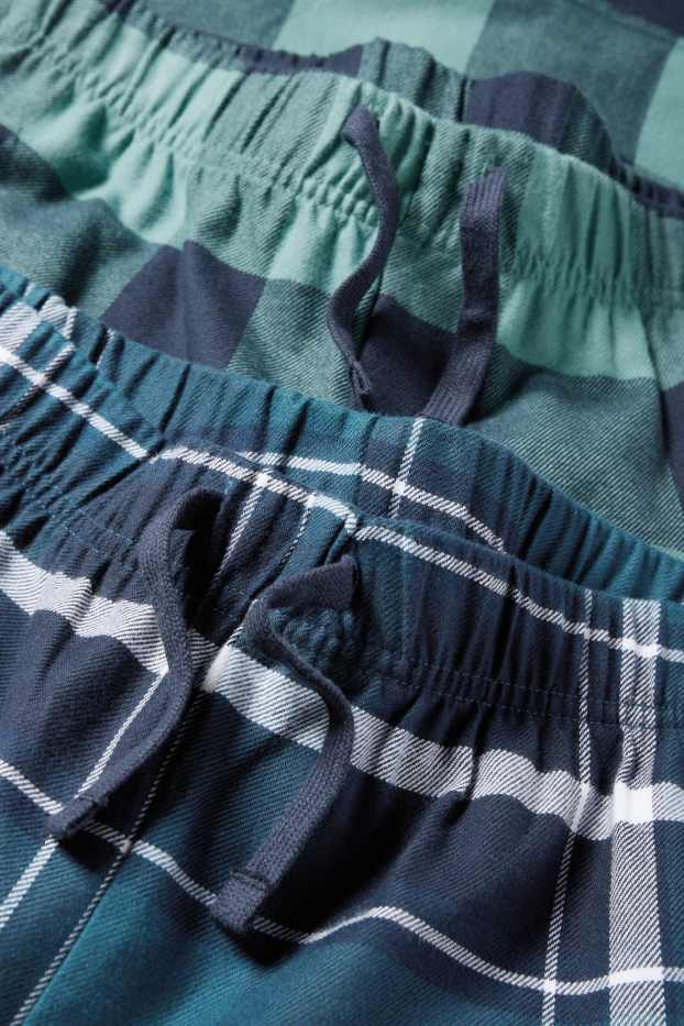 Copii - Băieți - Multipack 2 perechi - pantaloni de pijama - în carouri - albastru închis