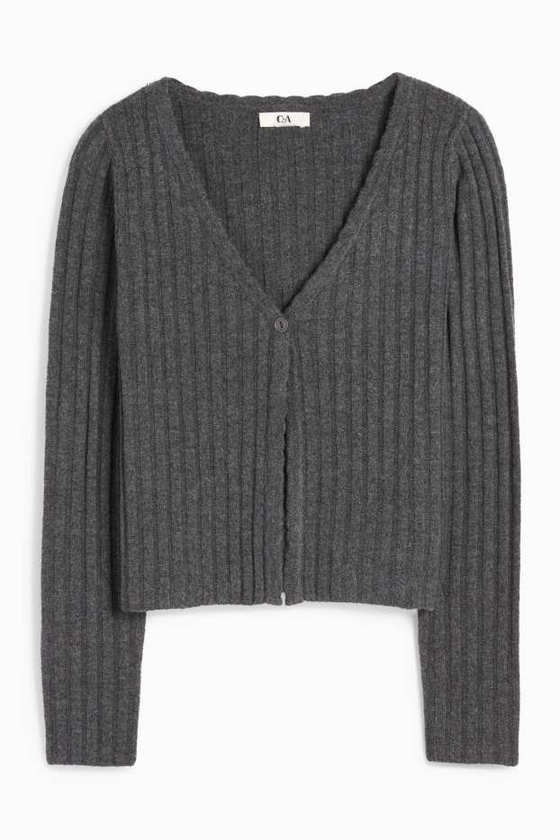 Femei - Cardigan tricotat - reiat - gri închis