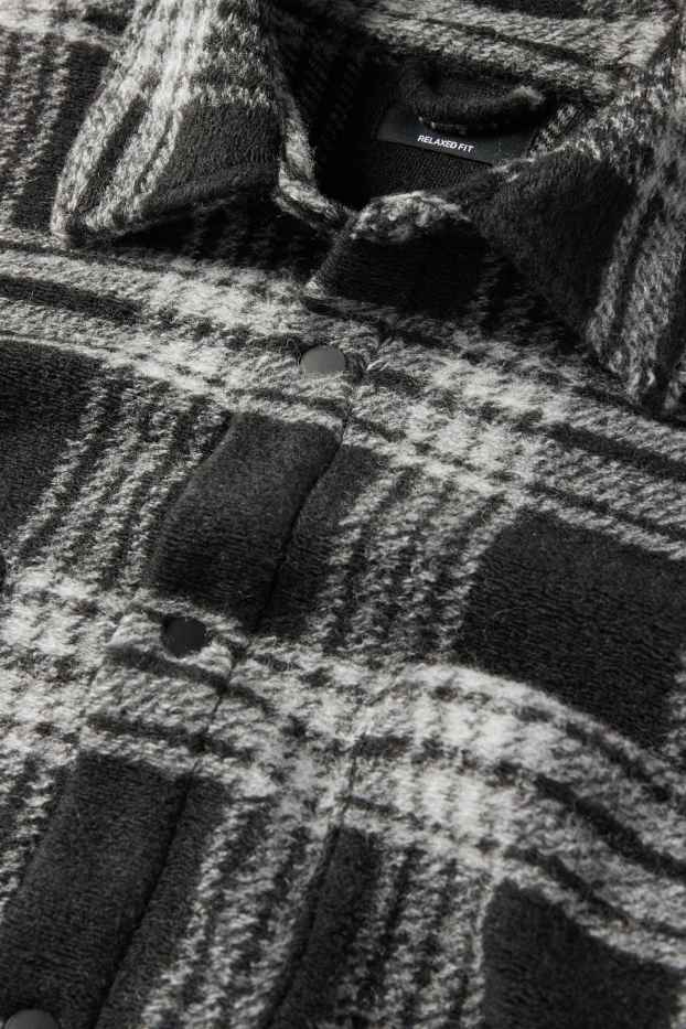 Bărbați - Jachetă tip cămașă - relaxed fit - în carouri - negru