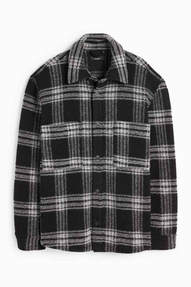 Bărbați - Jachetă tip cămașă - relaxed fit - în carouri - negru