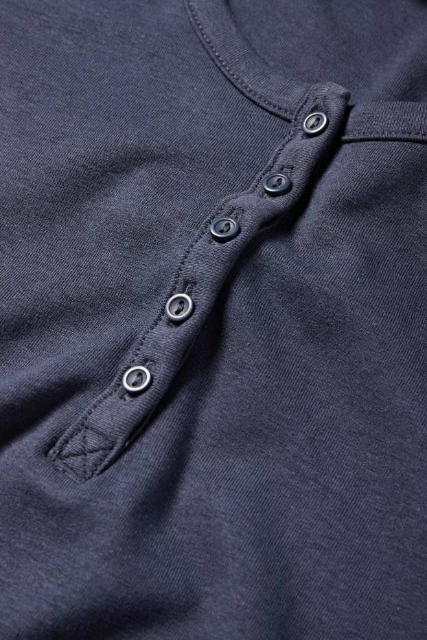 Donna - Camicia corta serafino - slim fit - blu scuro