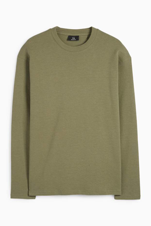 Bărbați - Tricou cu mânecă lungă - structurat - verde