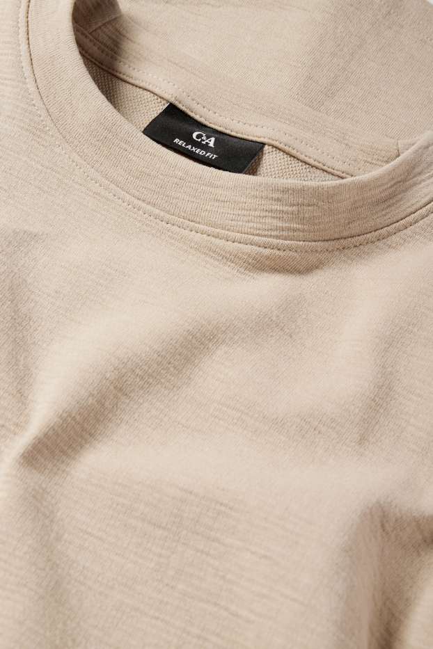 Bărbați - Tricou cu mânecă lungă - structurat - bej