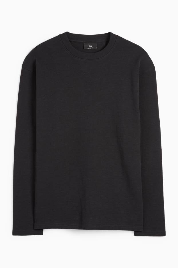 Bărbați - Tricou cu mânecă lungă - structurat - negru