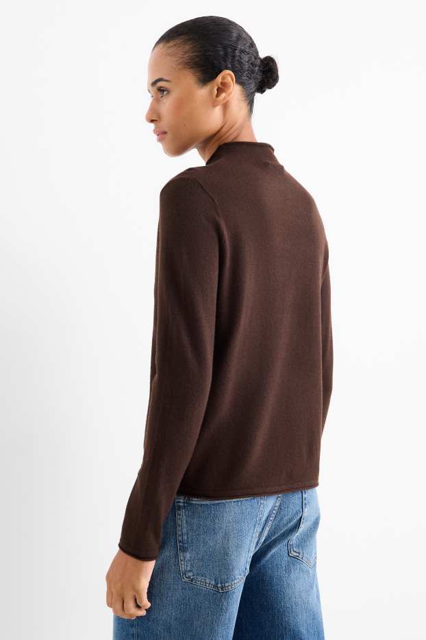 Femmes - Pull à col roulé - marron foncé