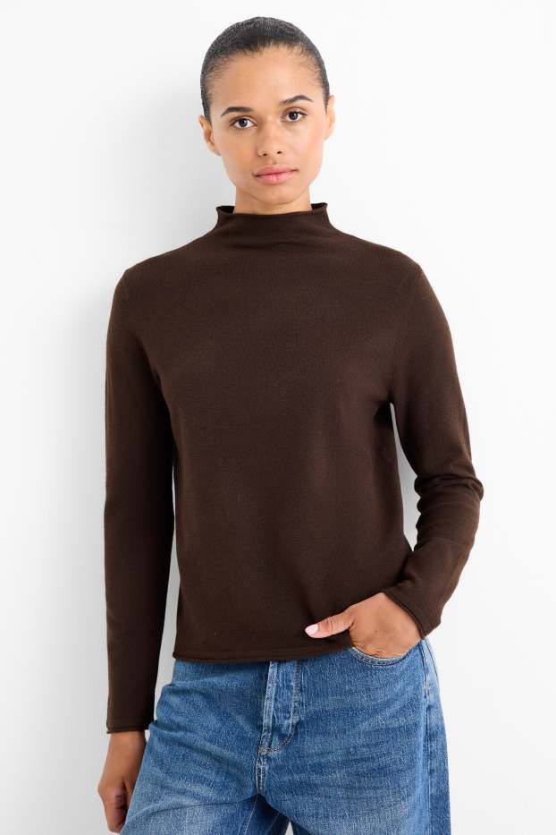 Femmes - Pull à col roulé - marron foncé