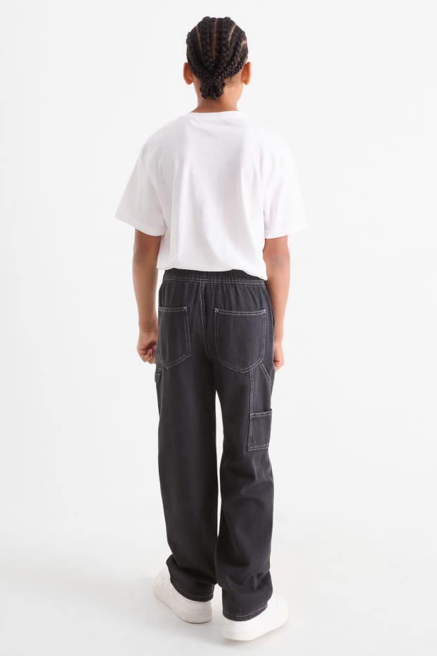 Copii - Băieți - Loose fit jeans - jeans termoizolanți - negru