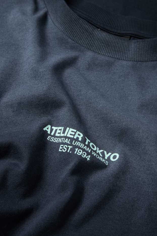 Bărbați - Tricou - supradimensionat - cu model - negru melanj