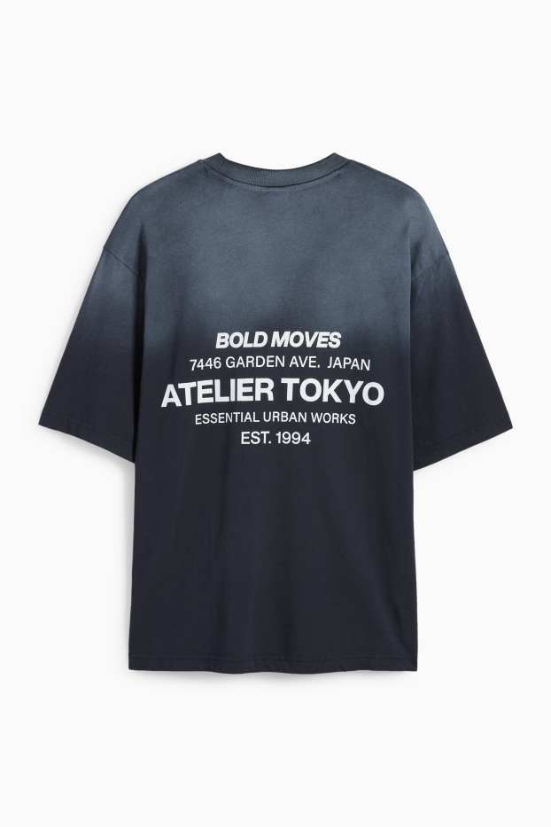 Bărbați - Tricou - supradimensionat - cu model - negru melanj