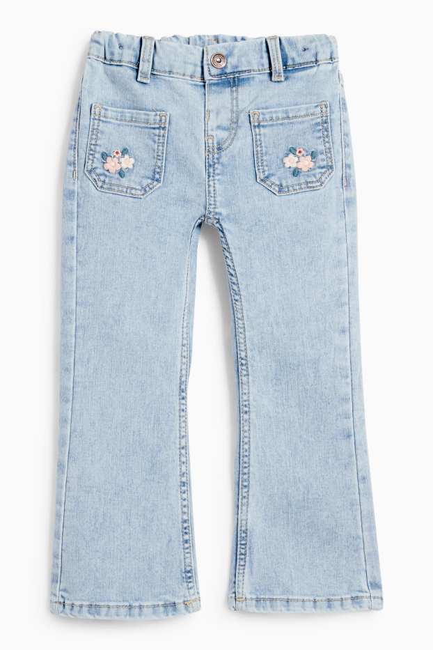 Copii - Fete - Floare - flared jeans - LYCRA® - denim-albastru deschis