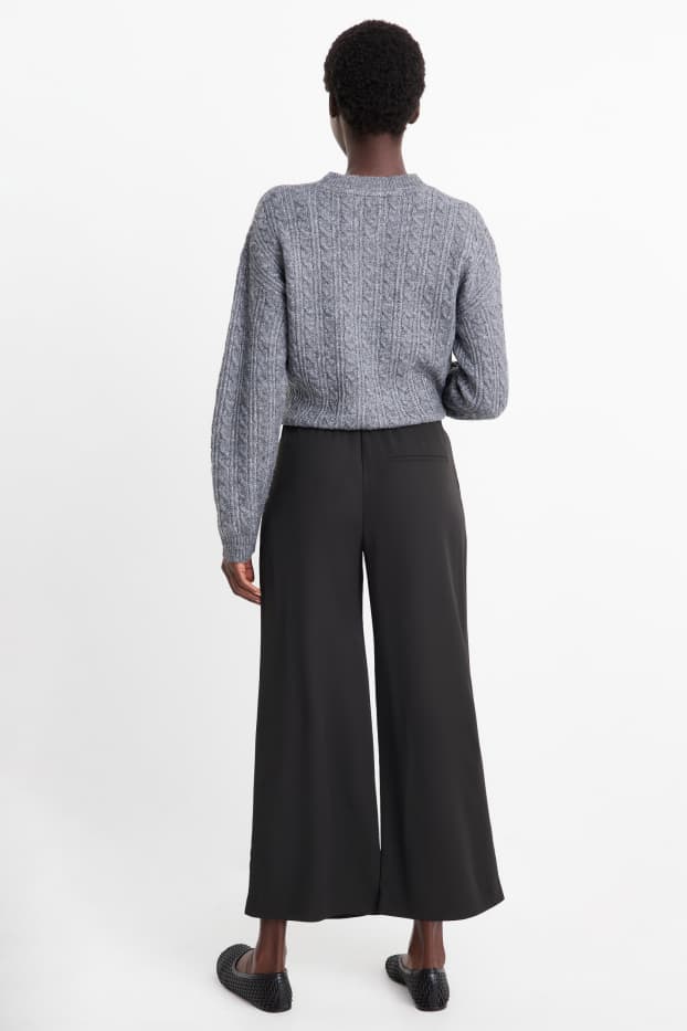 Femei - Pantaloni de stofă - talie medie - straight fit - negru